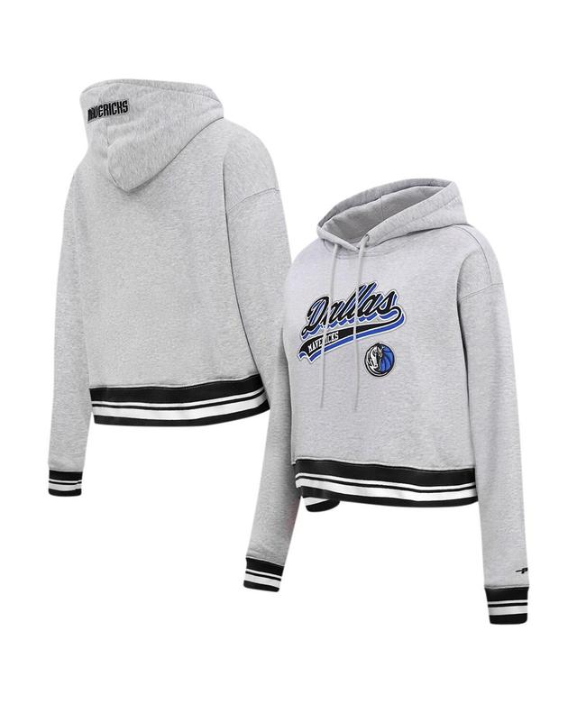 Womens Pro Standard Heather Gray Dallas Mavericks Script Tail Cropped Pullover Hoodie Product Image