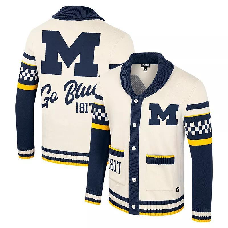 Womens Colosseum Cream Michigan Wolverines Wild Collective Button-Up Jaquard Sweater Product Image