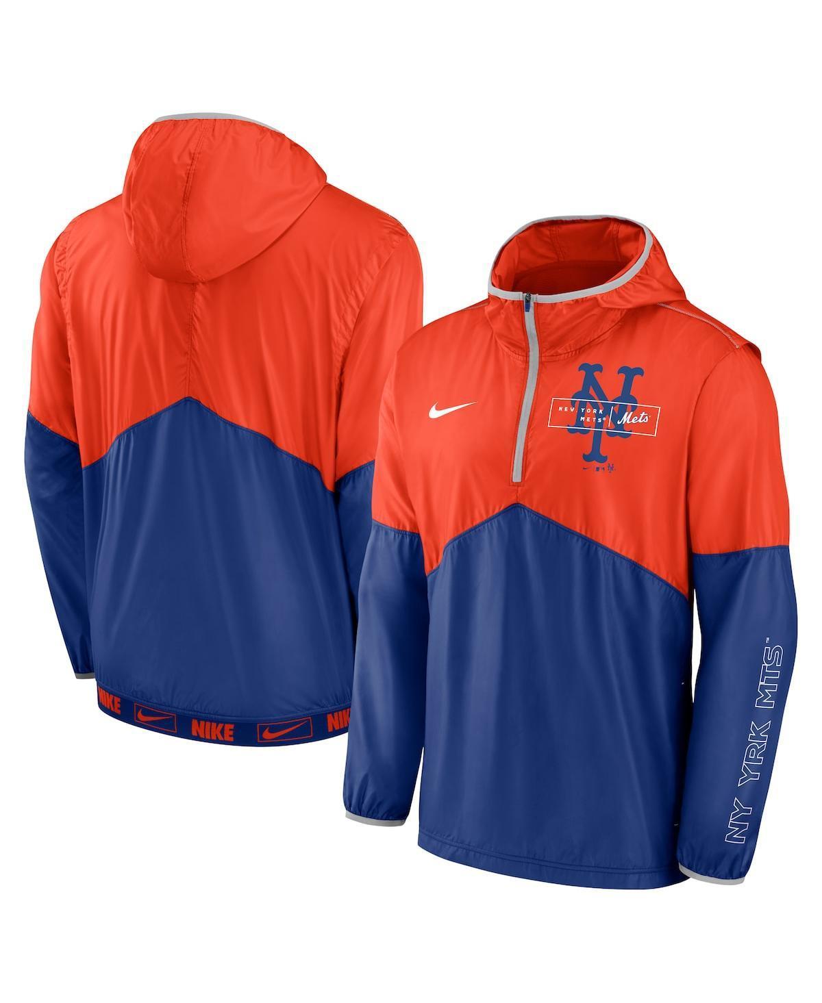 Mens Nike Orange and Royal New York Mets Overview Half-Zip Hoodie Jacket - Orange Product Image