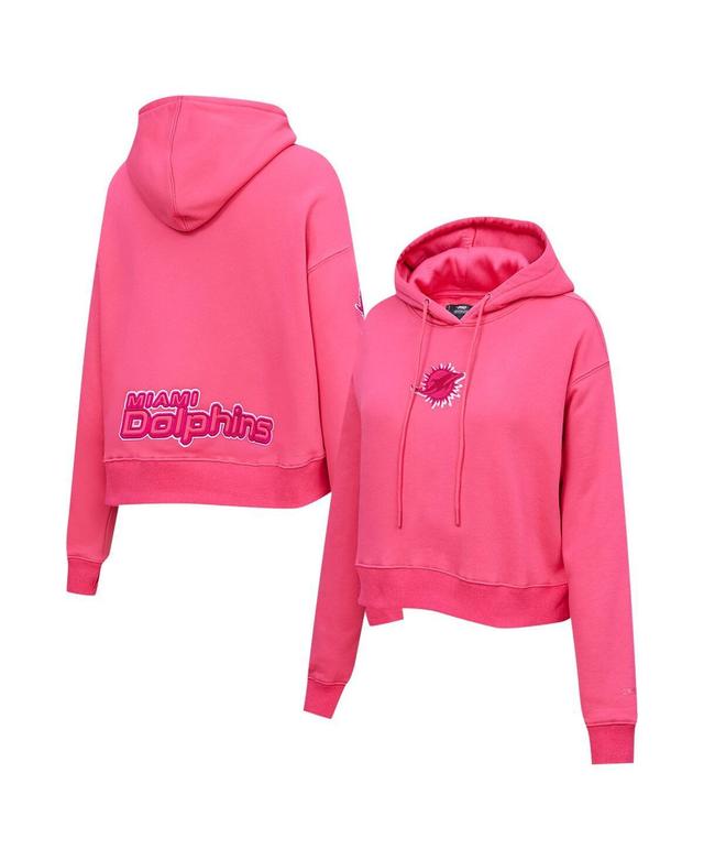 Pro Standard Womens Pink Miami Dolphins Triple Pink Cropped Fleece Pullover Hoodie Product Image