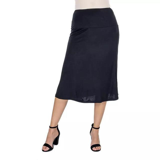 Womens 24Seven Comfort Apparel Solid A-Line Midi Skirt Product Image