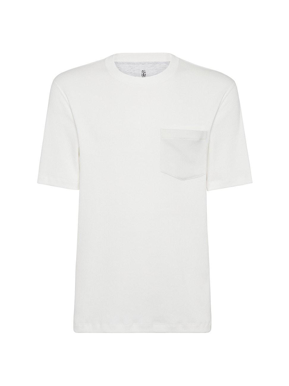 Mens Cotton Ribbed Jersey Crew Neck T-Shirt With Chest Pocket Product Image