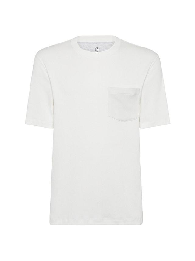 Mens Cotton Ribbed Jersey Crew Neck T-Shirt With Chest Pocket Product Image