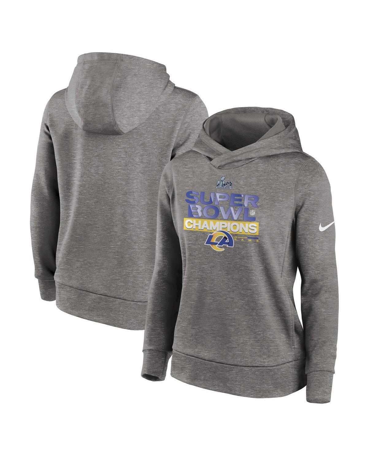 Womens Nike Heather Charcoal Los Angeles Rams Super Bowl Lvi Champions Locker Room Trophy Collection Pullover Hoodie product image