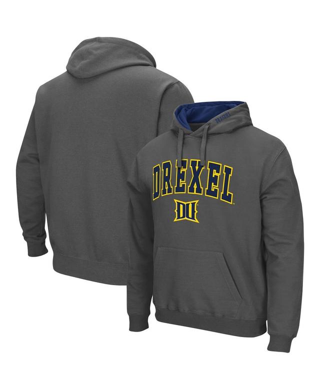 Mens Colosseum Charcoal Drexel Dragons Arch and Logo Pullover Hoodie Product Image