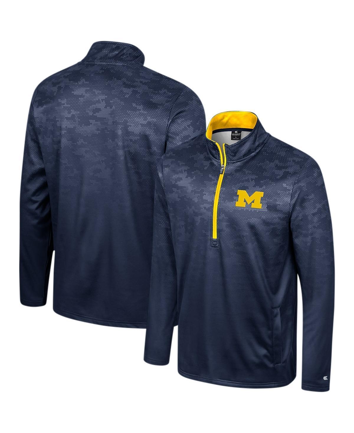 Mens Colosseum Michigan Wolverines The Machine Half-Zip Jacket Blue Product Image