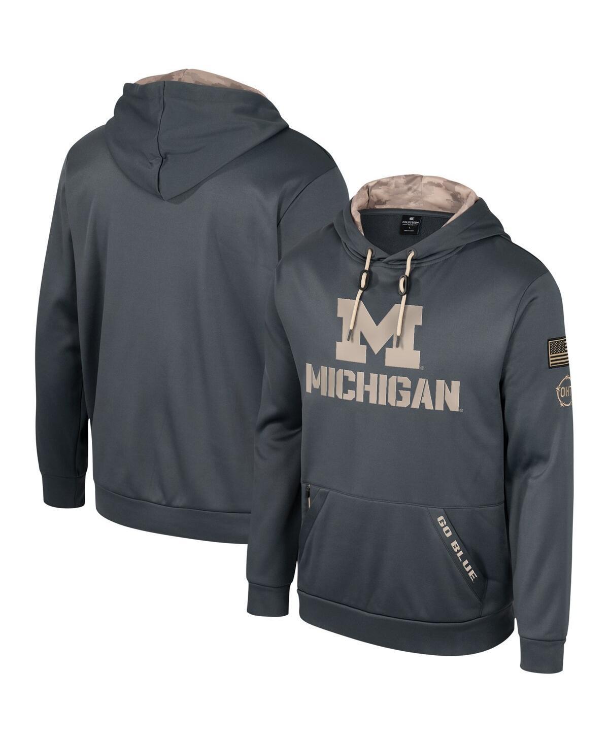 Mens Colosseum Charcoal Michigan Wolverines OHT Military Appreciation Pullover Hoodie Product Image