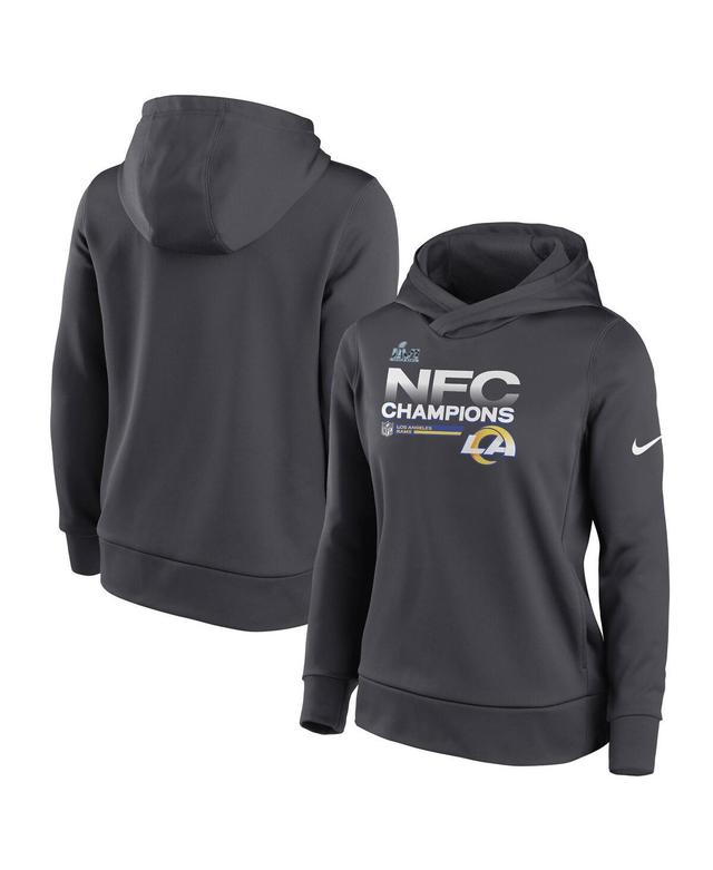 Womens Nike Anthracite Los Angeles Rams 2021 Nfc Champions Locker Room Trophy Collection Pullover Hoodie Product Image