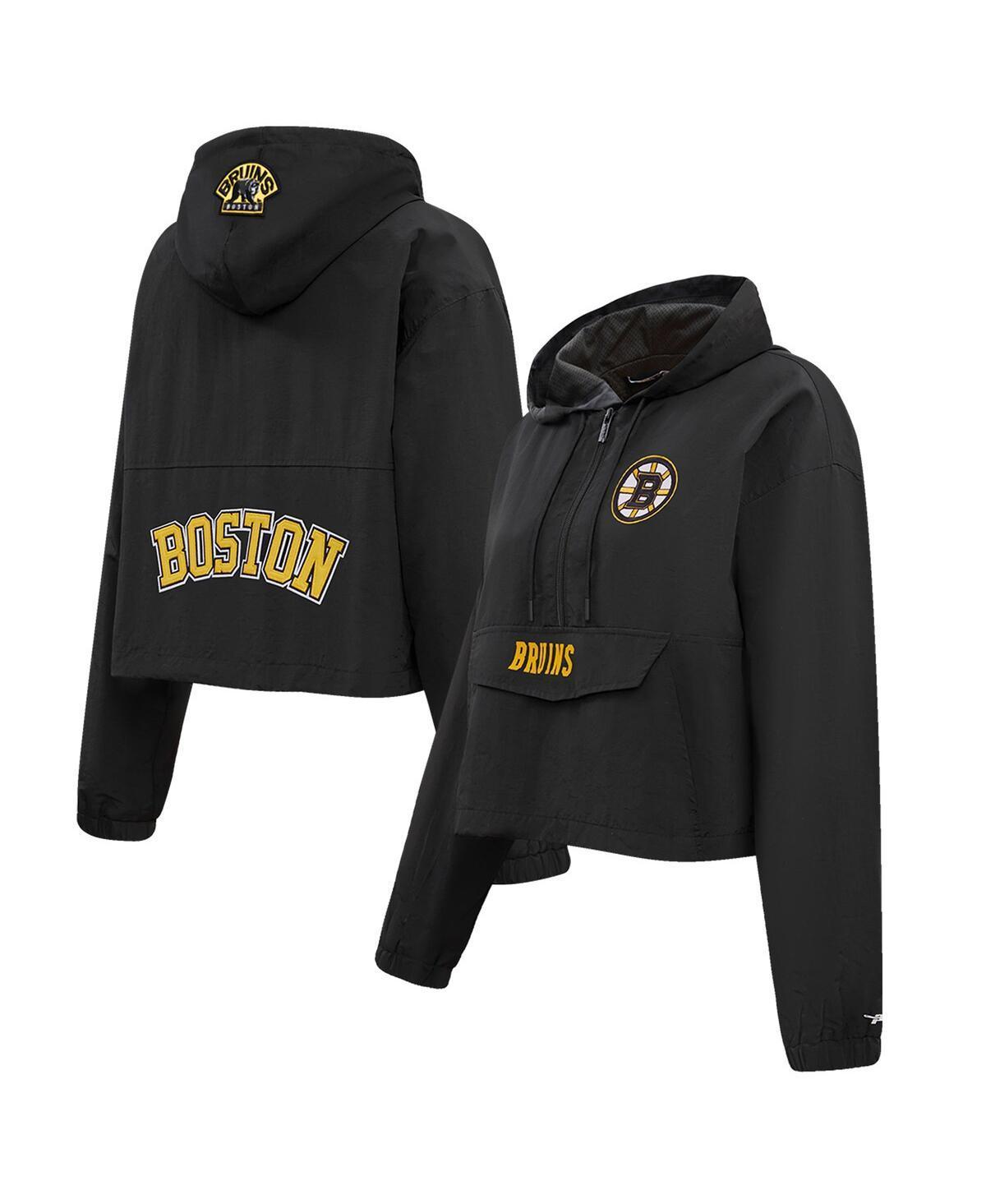 Womens Pro Standard Black Boston Bruins Classic Cropped Half-Zip Wind Jacket Product Image