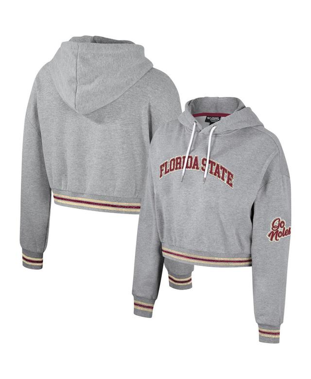 Womens The Wild Collective Heather Gray Florida State Seminoles Cropped Shimmer Pullover Hoodie Product Image