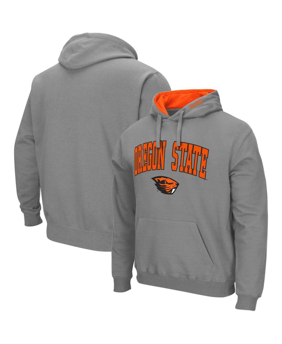 Mens Colosseum Heathered Gray Oregon State Beavers Arch & Logo 3.0 Pullover Hoodie Product Image