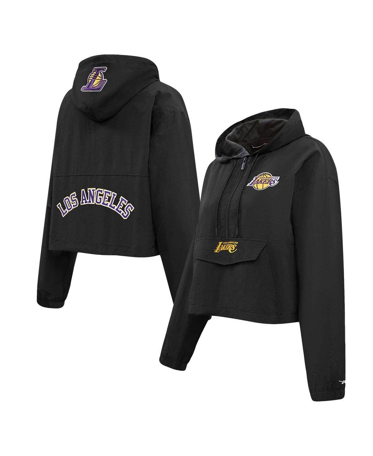 Womens Pro Standard Black Los Angeles Lakers Classic Wind Woven Cropped Half-Zip Jacket Product Image