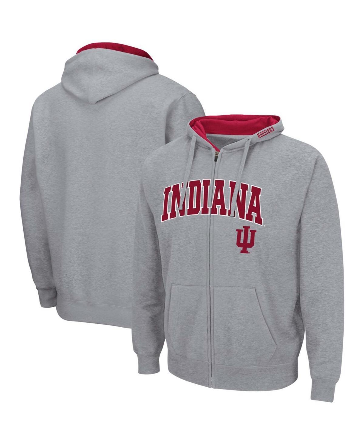 Mens Colosseum Heathered Gray Indiana Hoosiers Arch & Logo 3.0 Full-Zip Hoodie Product Image