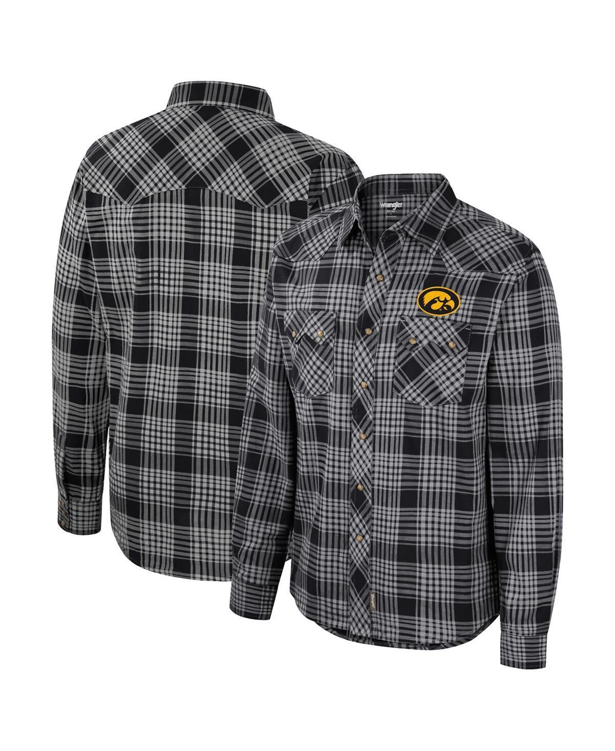 Mens Colosseum x Wrangler Iowa Hawkeyes Plaid Western Long Sleeve Snap-Up Shirt Product Image