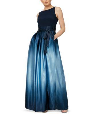 Ignite Evenings Sleeveless Round Neck Ombre Skirt Tie Waist Gown Product Image