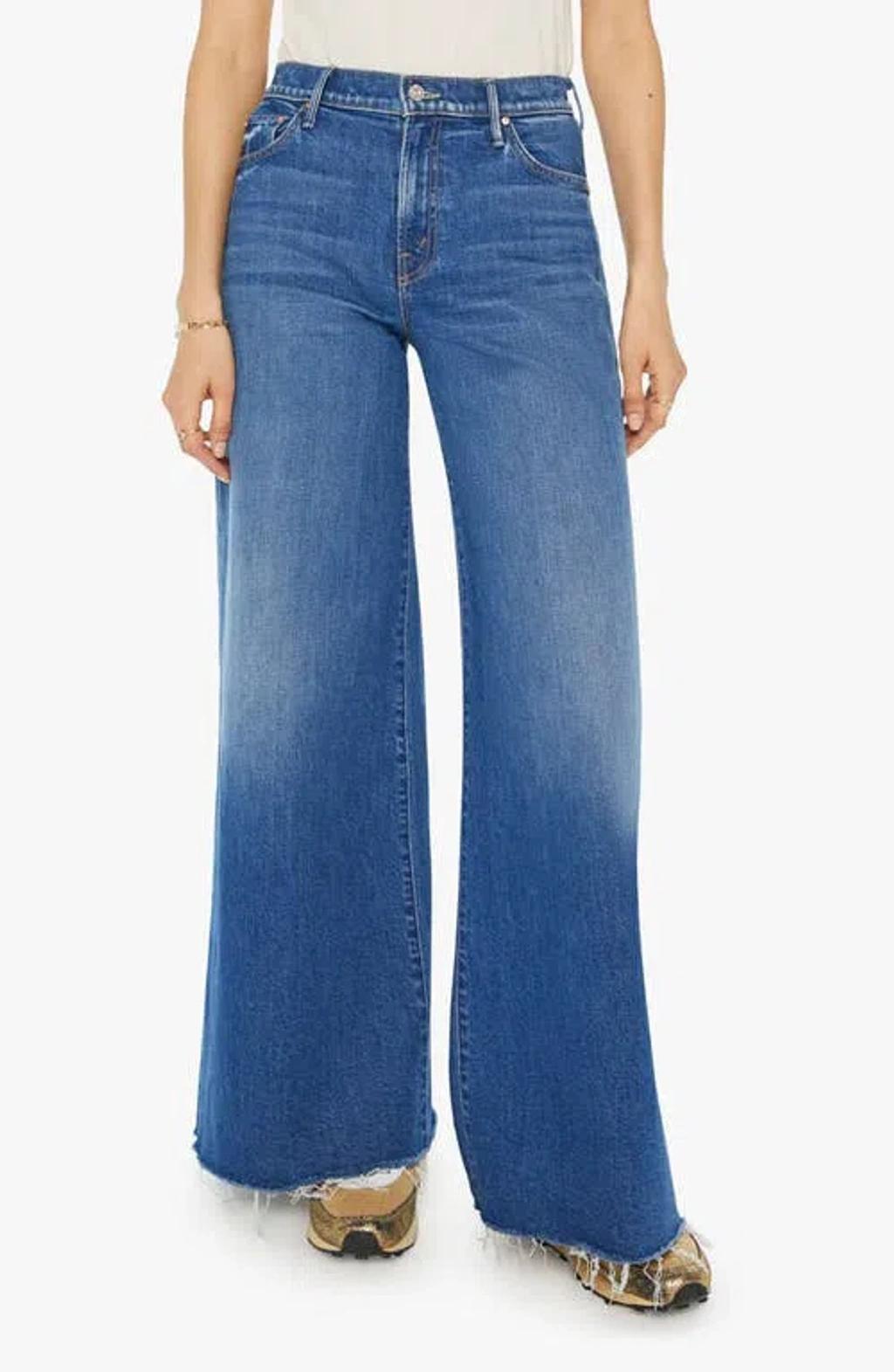 The Roller Fray Frayed Mid-rise Wide-leg Jeans In Blue product image