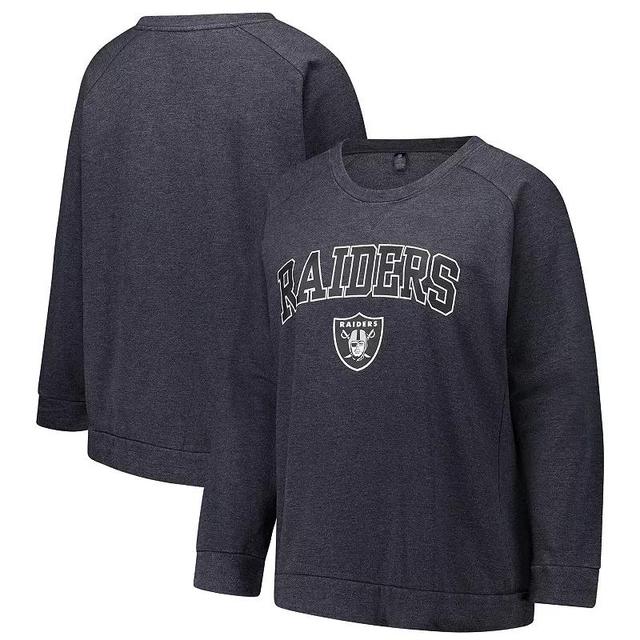 Womens Fanatics Charcoal Las Vegas Raiders Acid Wash Raglan Pullover Sweatshirt Product Image