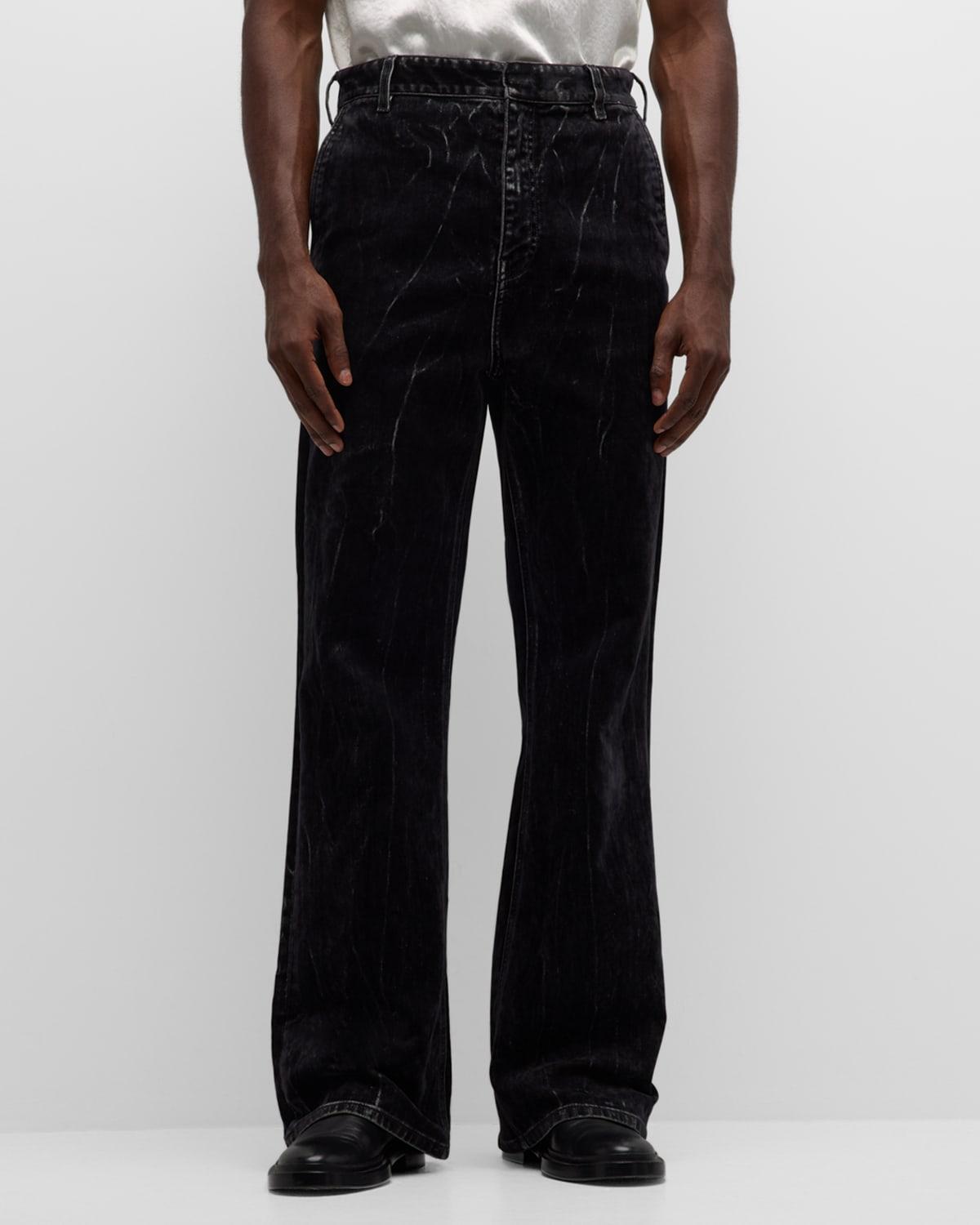 Mens Flocked Straight-Leg Jeans Product Image