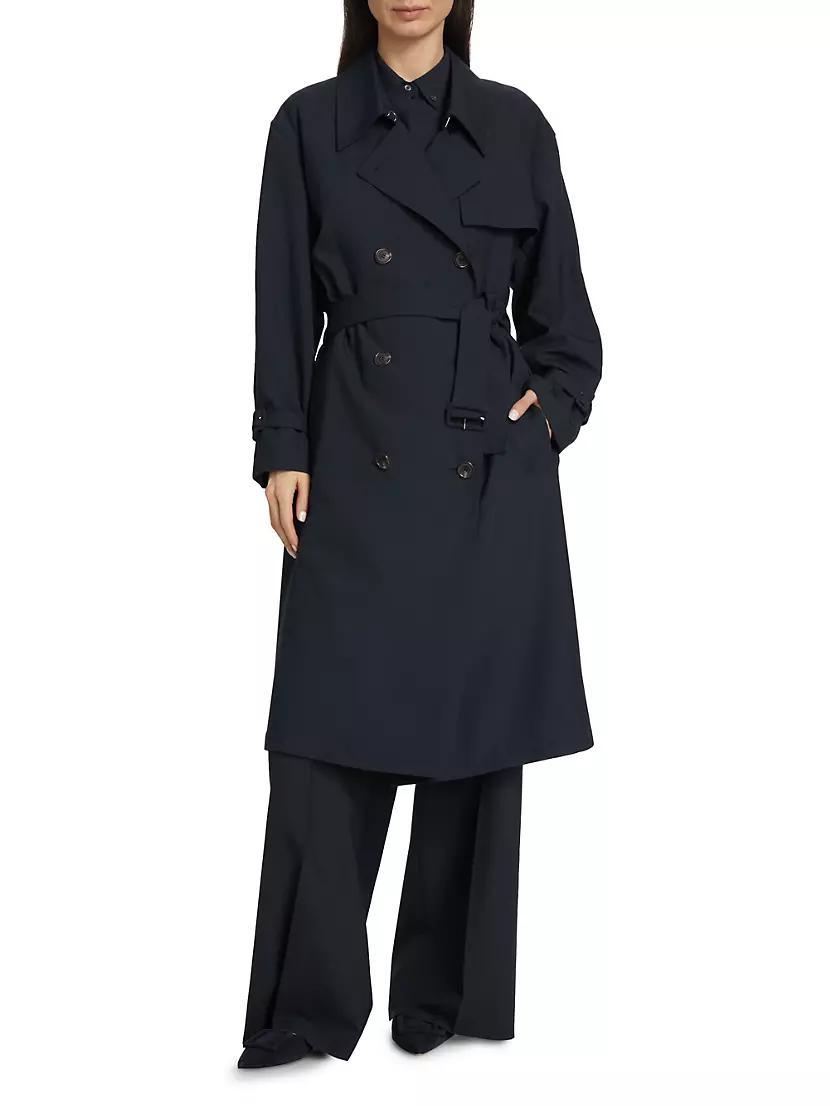 Wool-Blend Double-Breasted Trench Coat Product Image