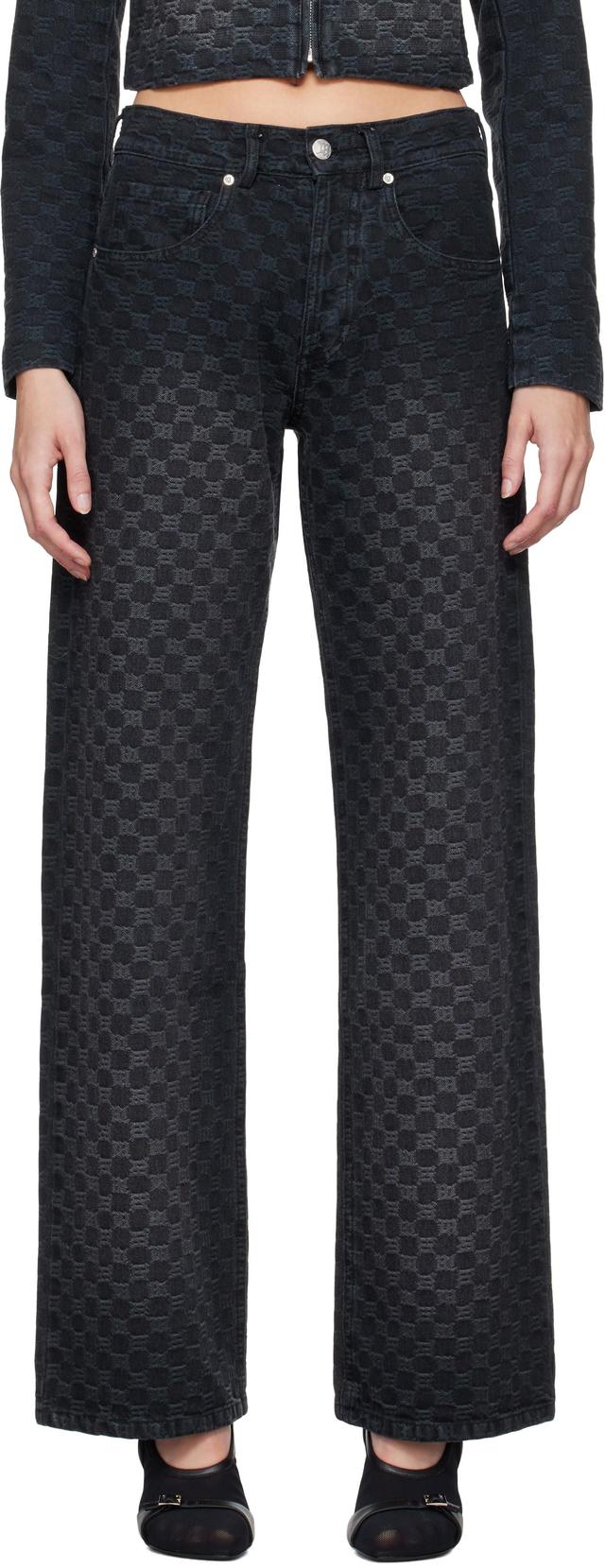 Black Jacquard Monogram Jeans Product Image