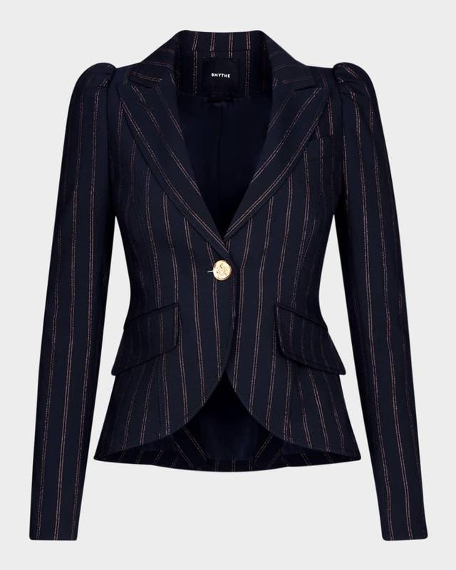 Striped Puff-Shoulder Blazer  Product Image