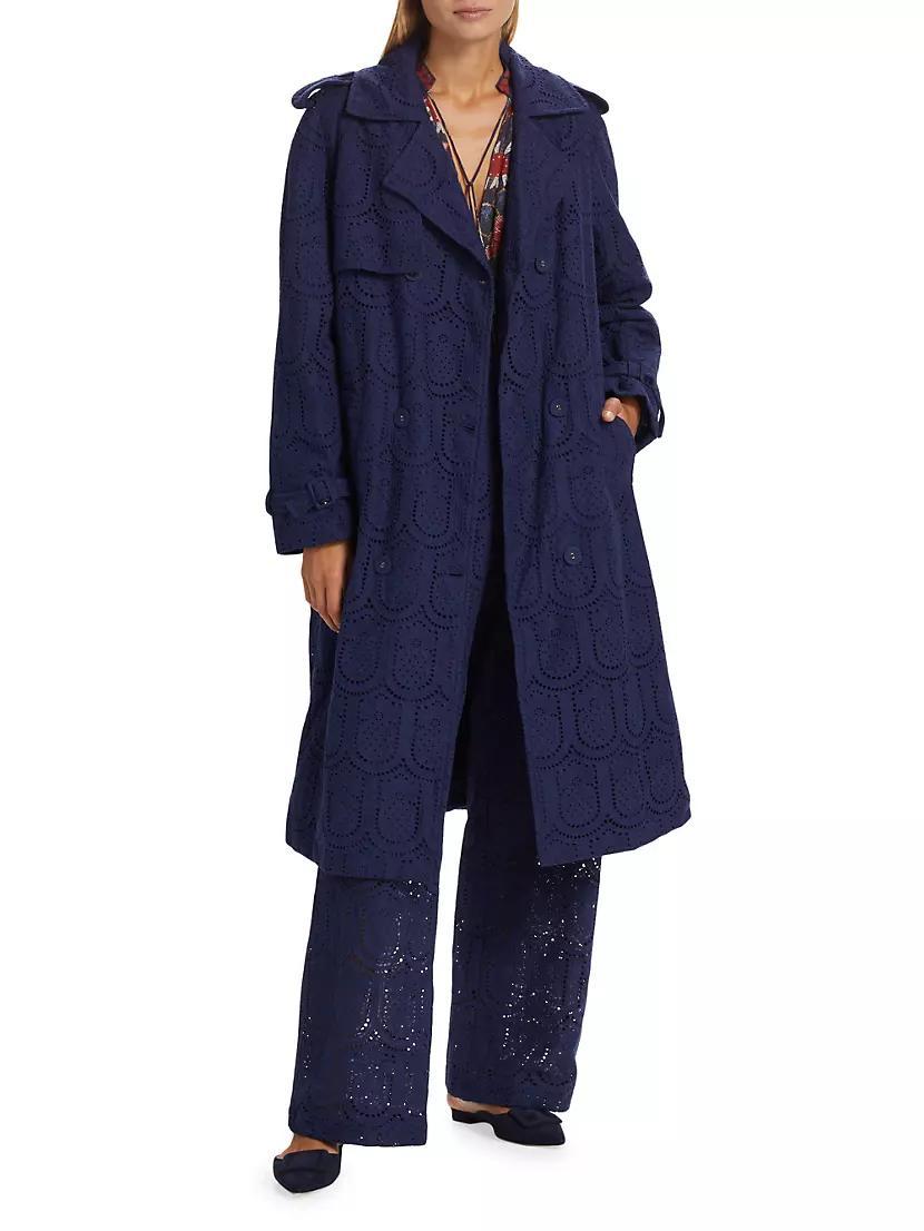 Eyelet Cotton Double-Breasted Trench Coat Product Image