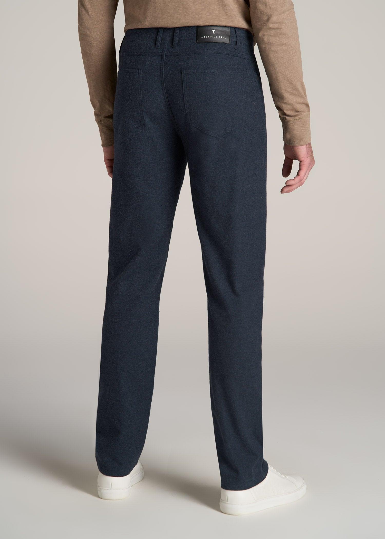 TAPERED-FIT Stretch Flannel 5 Pocket Pants for Tall Men in Dark Indigo Mix Product Image