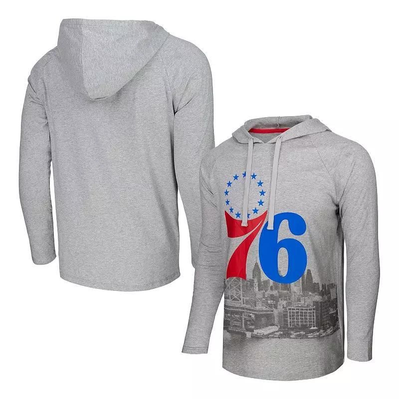 Mens Stadium Essentials Heather Gray Philadelphia 76ers Atrium Raglan Long Sleeve Hoodie T-Shirt Product Image