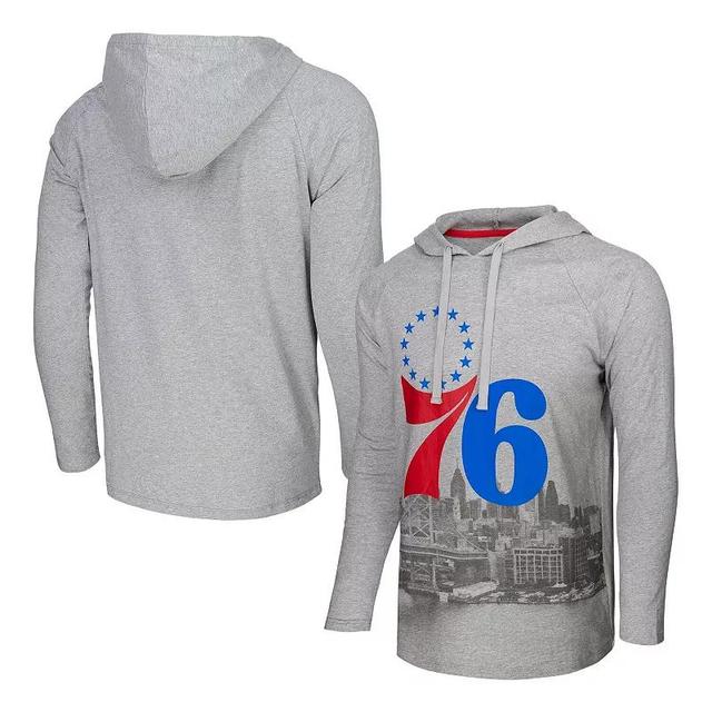 Mens Stadium Essentials Heather Gray Philadelphia 76ers Atrium Raglan Long Sleeve Hoodie T-Shirt Product Image