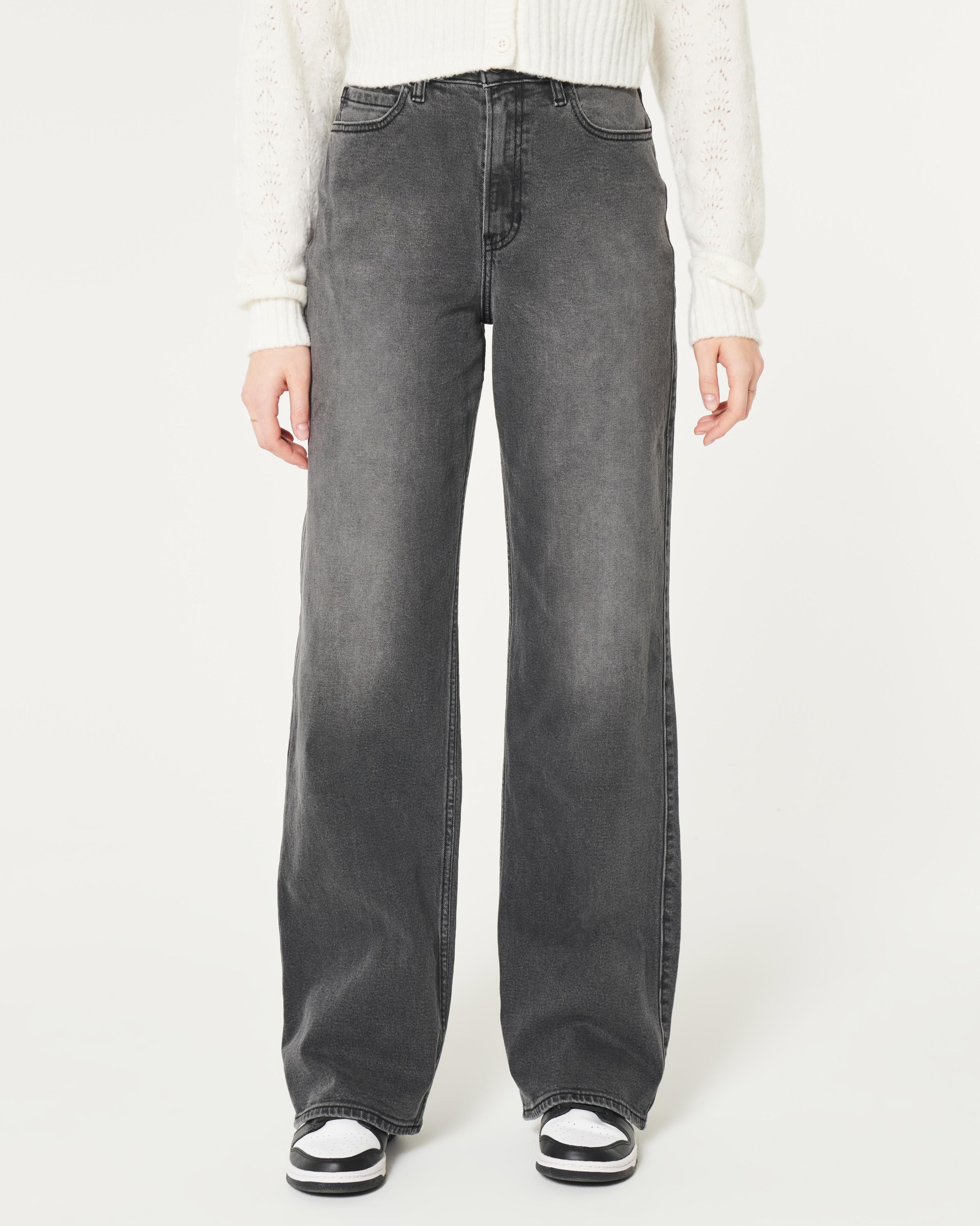 Ultra High-Rise Washed Black Baggy Jeans Product Image