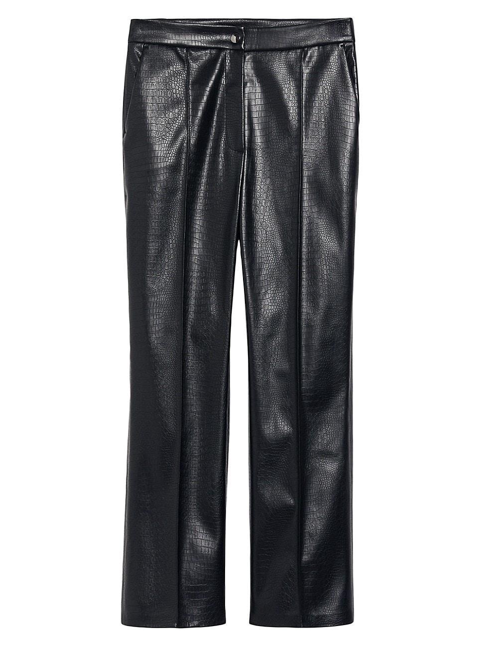 Womens Queva Crocodile-Embossed Faux Leather Trousers Product Image