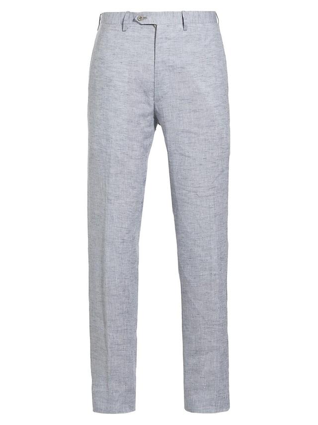 Mens Linen Mid-Rise Straight-Leg Pants Product Image