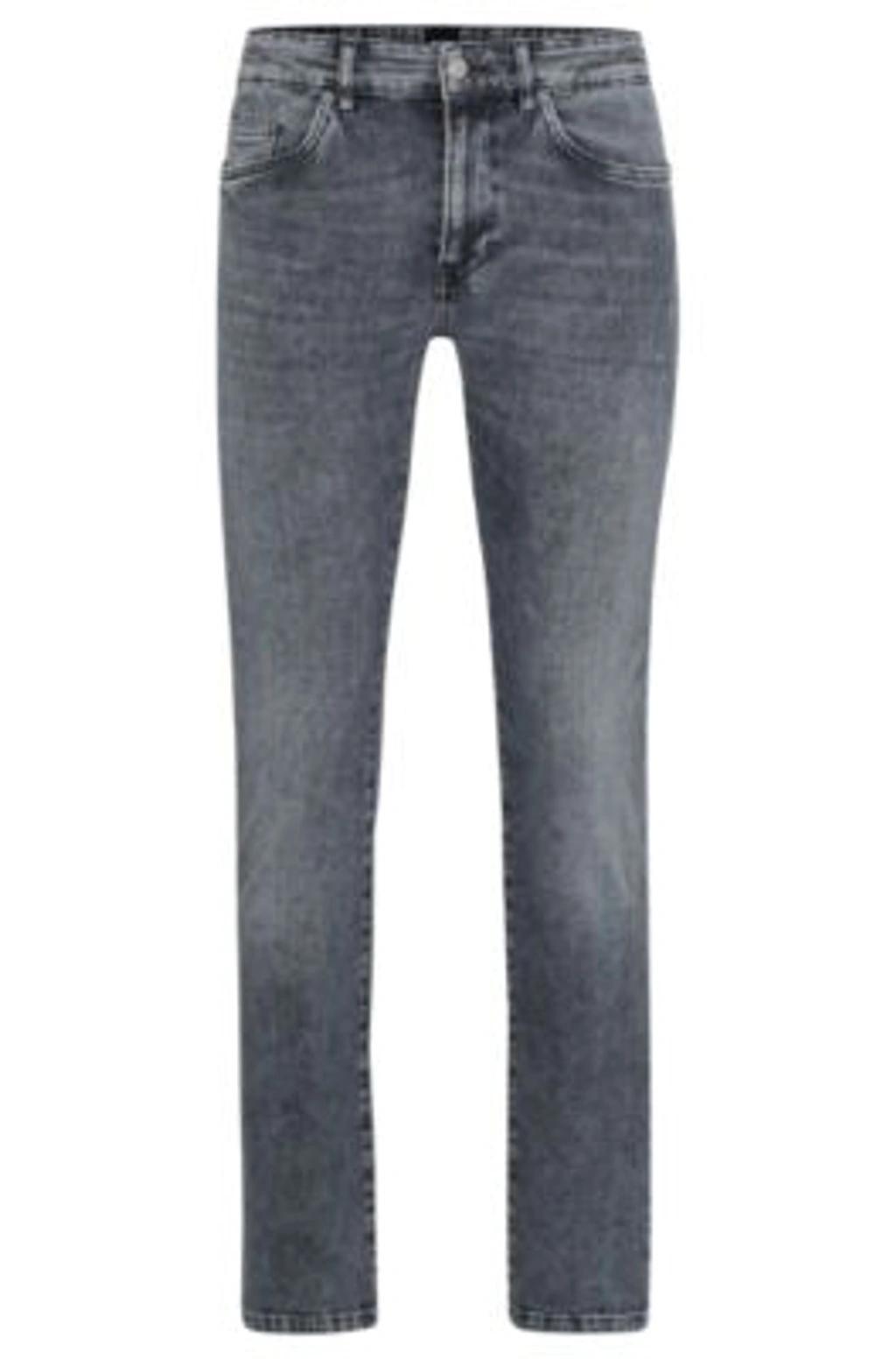 HUGO BOSS Men's Slim-fit Jeans In Stonewashed Italian Stretch Denim In Anthracite Product Image