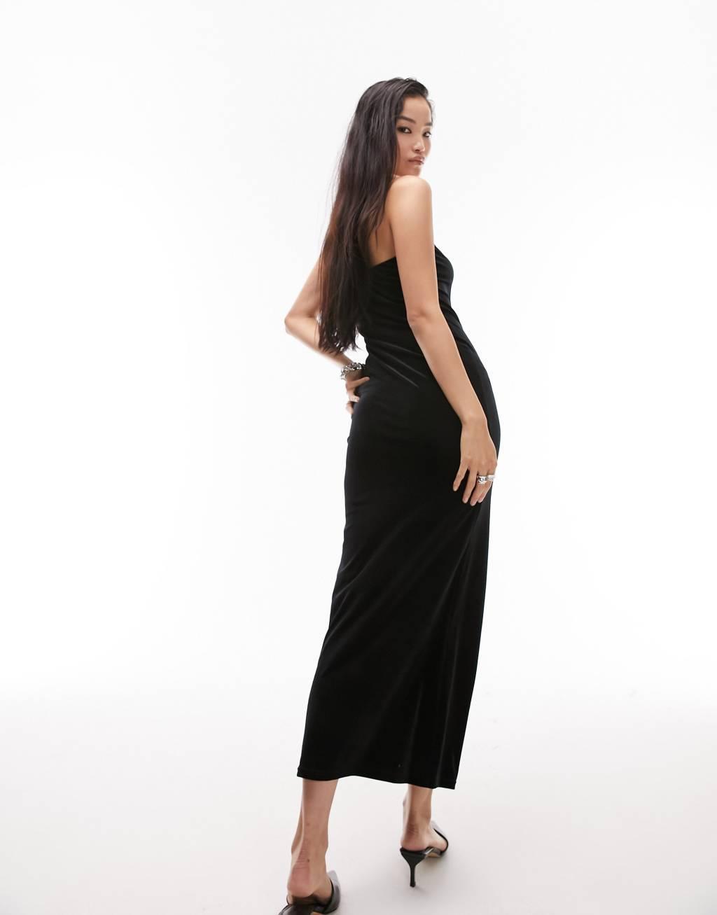 Topshop velvet midi bandeau dress Product Image