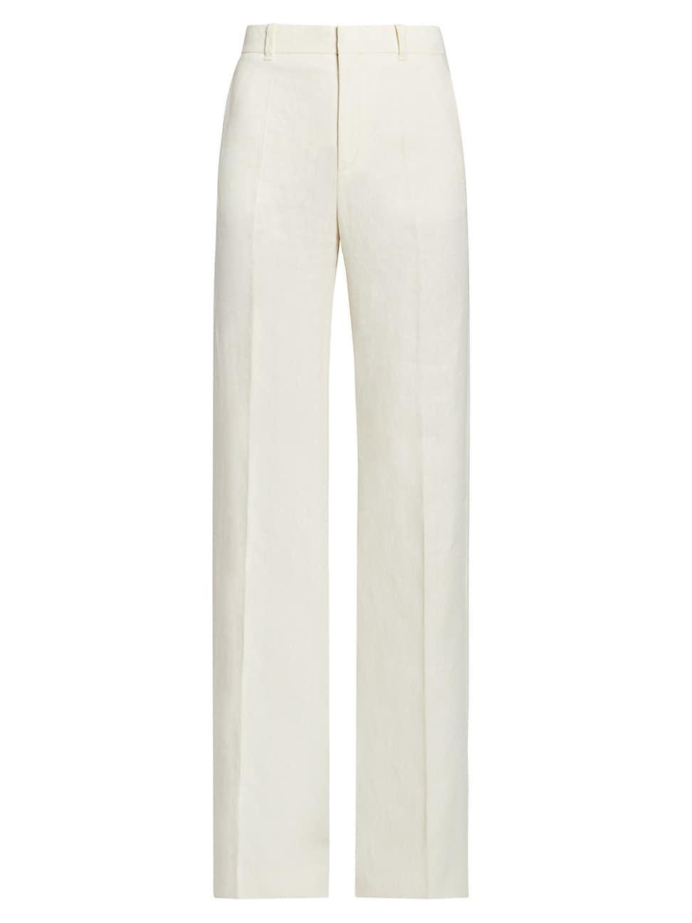 Womens Wide-Leg Linen Trousers Product Image