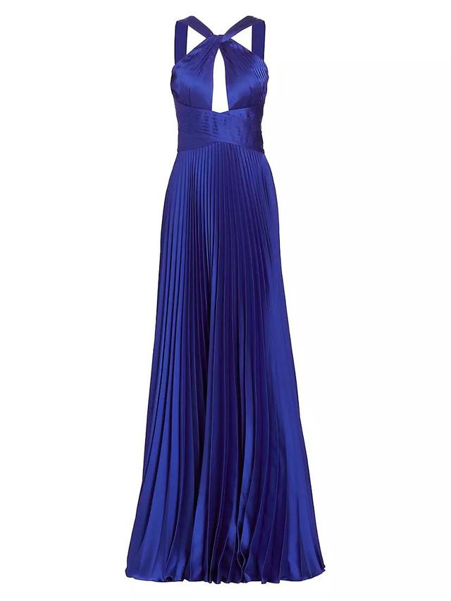 Pleated Satin Halter Gown Product Image