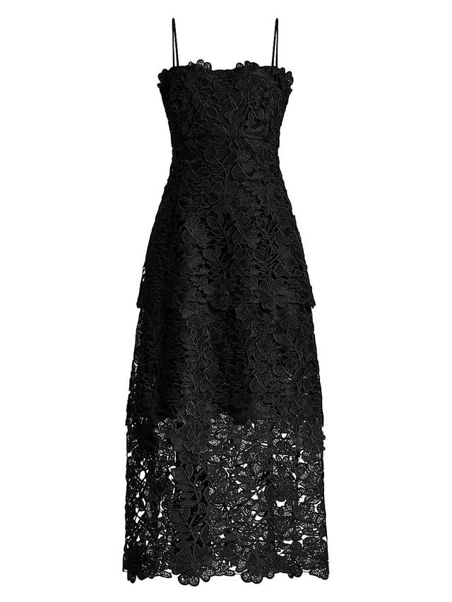 Womens Tiered Guipure Lace Midi-Dress Product Image