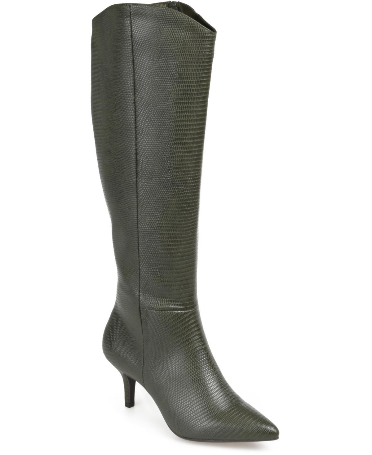 Journee Collection Estrella Womens Faux Lizard Knee-High Boots Green Product Image