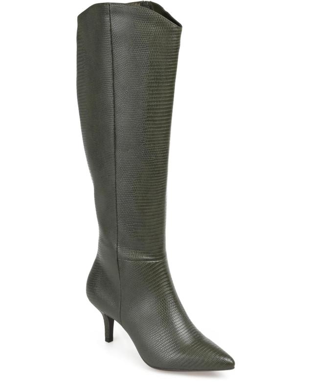 Journee Collection Estrella Womens Faux Lizard Knee-High Boots Green Product Image