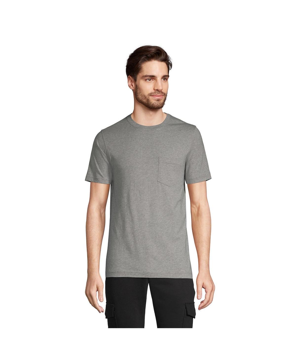 Mens Lands End Supima Pocket Tee Light Gray Grey Product Image