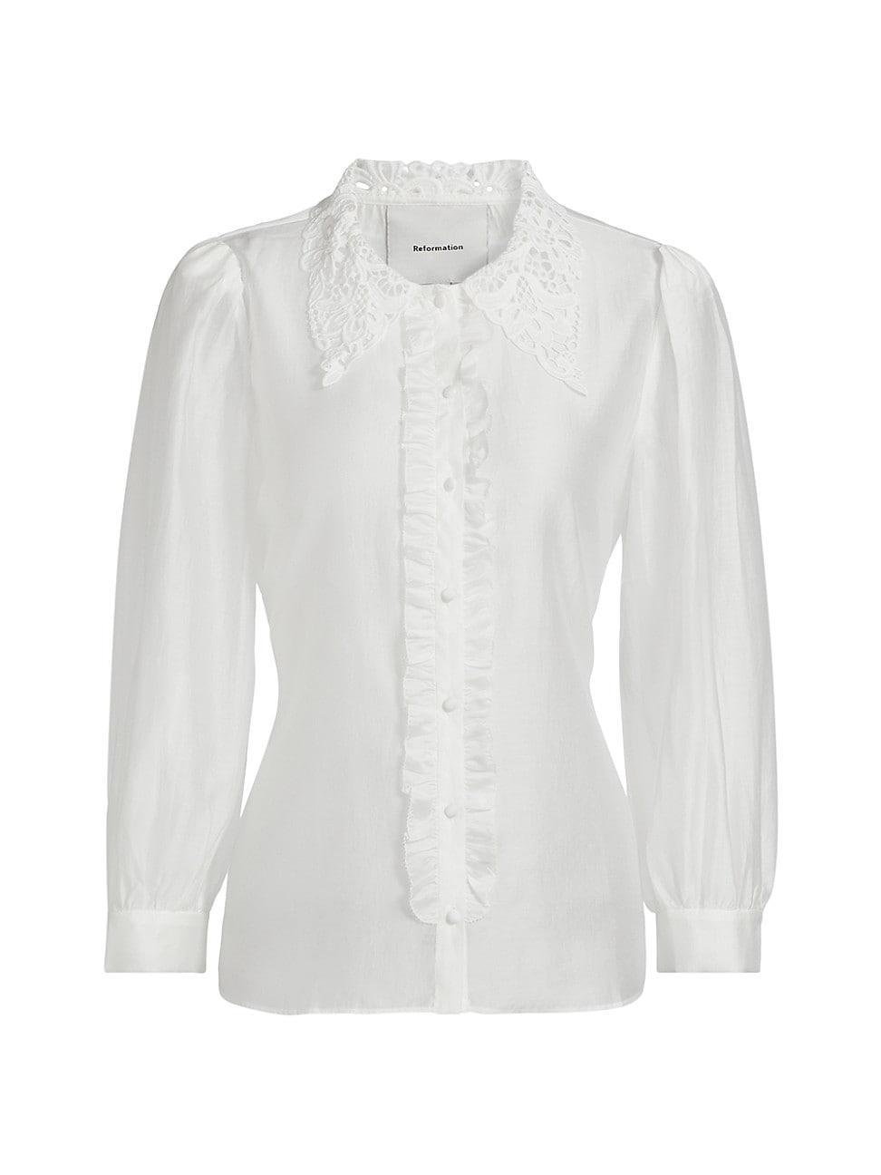 Womens Indy Ruffled Long-Sleeve Blouse Product Image