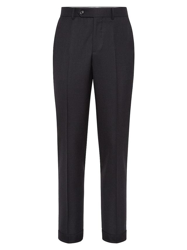 Mens Virgin Wool Houndstooth Formal Fit Trousers Product Image