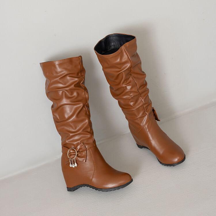 Faux Leather Hidden Wedge Tall Boots product image