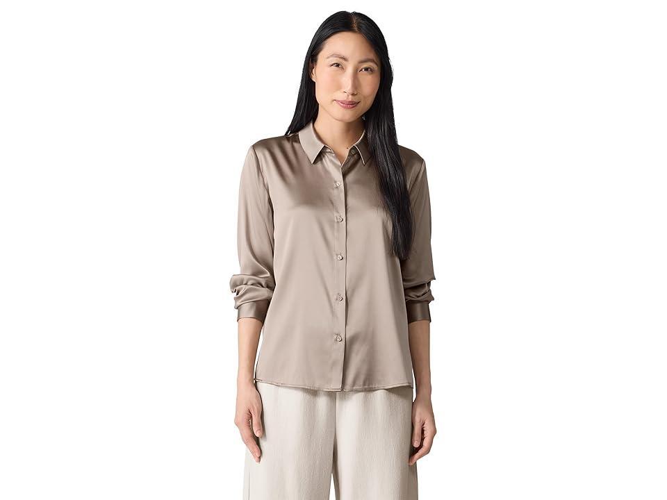 Eileen Fisher Classic Collar Shirt (Dove) Women's Clothing Product Image