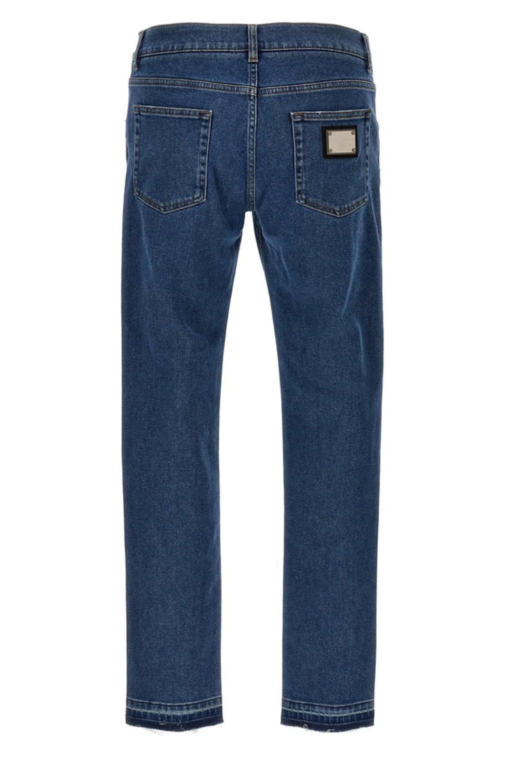 Logo Plaque Straight Leg Jeans In Blue Product Image