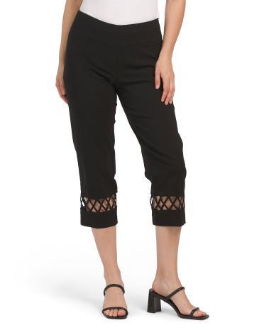 Lace Panel Cropped Pants for Women Product Image