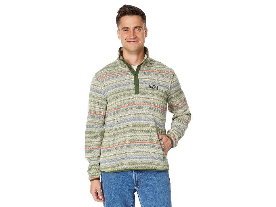 L.L.Bean Sweater Fleece Pullover Printed (Marsh Olive Stripe) Men's Clothing Product Image