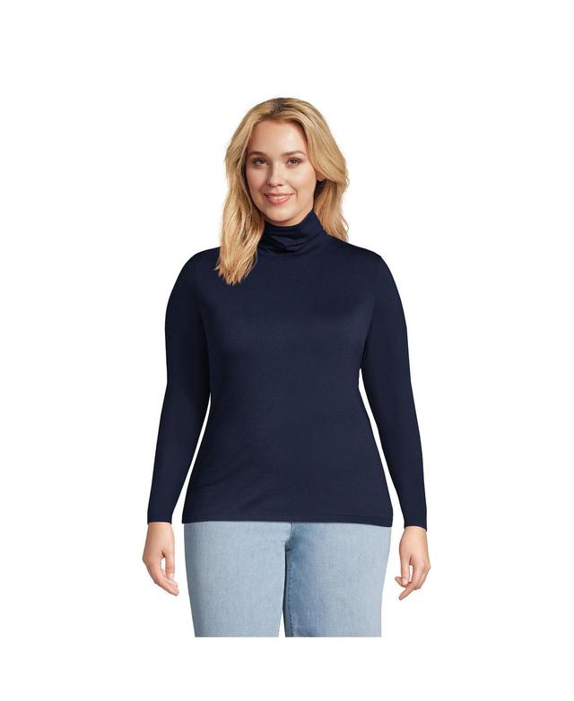 Plus Size Lands End Lightweight Fitted Long Sleeve Turtleneck, Womens Product Image