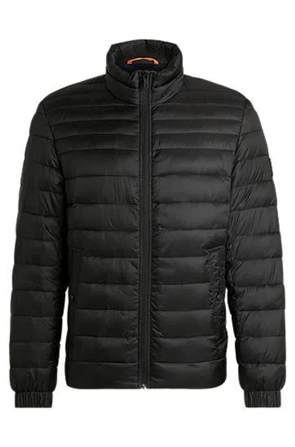 HUGO BOSS Water-repellent Padded Jacket With Logo Badge In Black Product Image