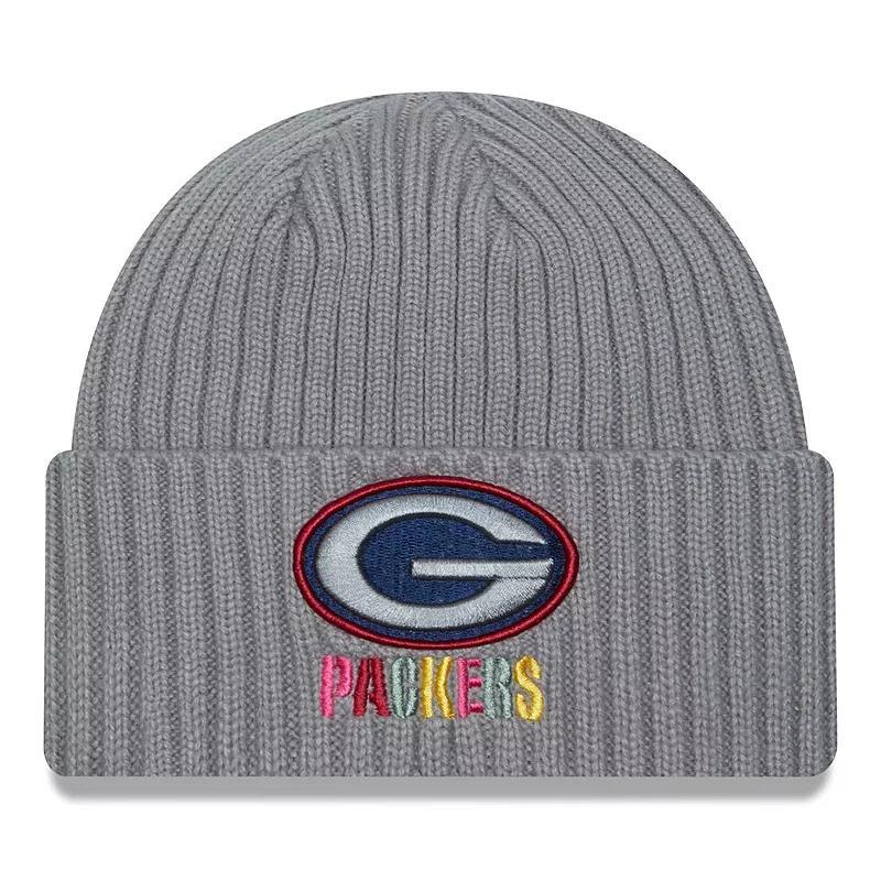 Mens New Era Gray Green Bay Packers Color Pack Multi Cuffed Knit Hat Product Image